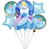 BXM 5PCS Cinderella Balloons for Kids Birthday Baby Shower Princess Theme Party Decorations