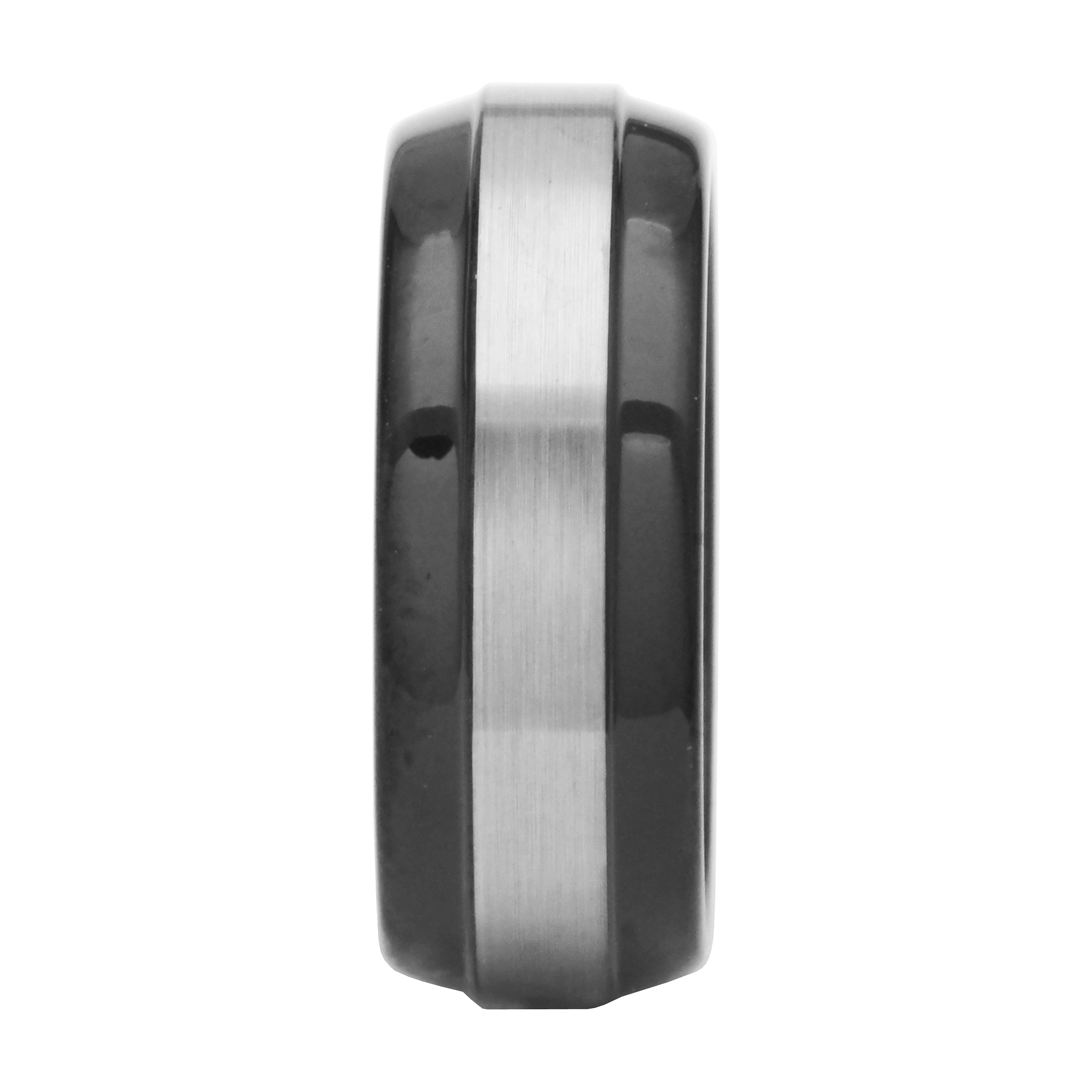 Sapphire Tungsten 8mm Black Finish Two-Tone Comfort Fit Wedding Bands Rings for Men, Size 12