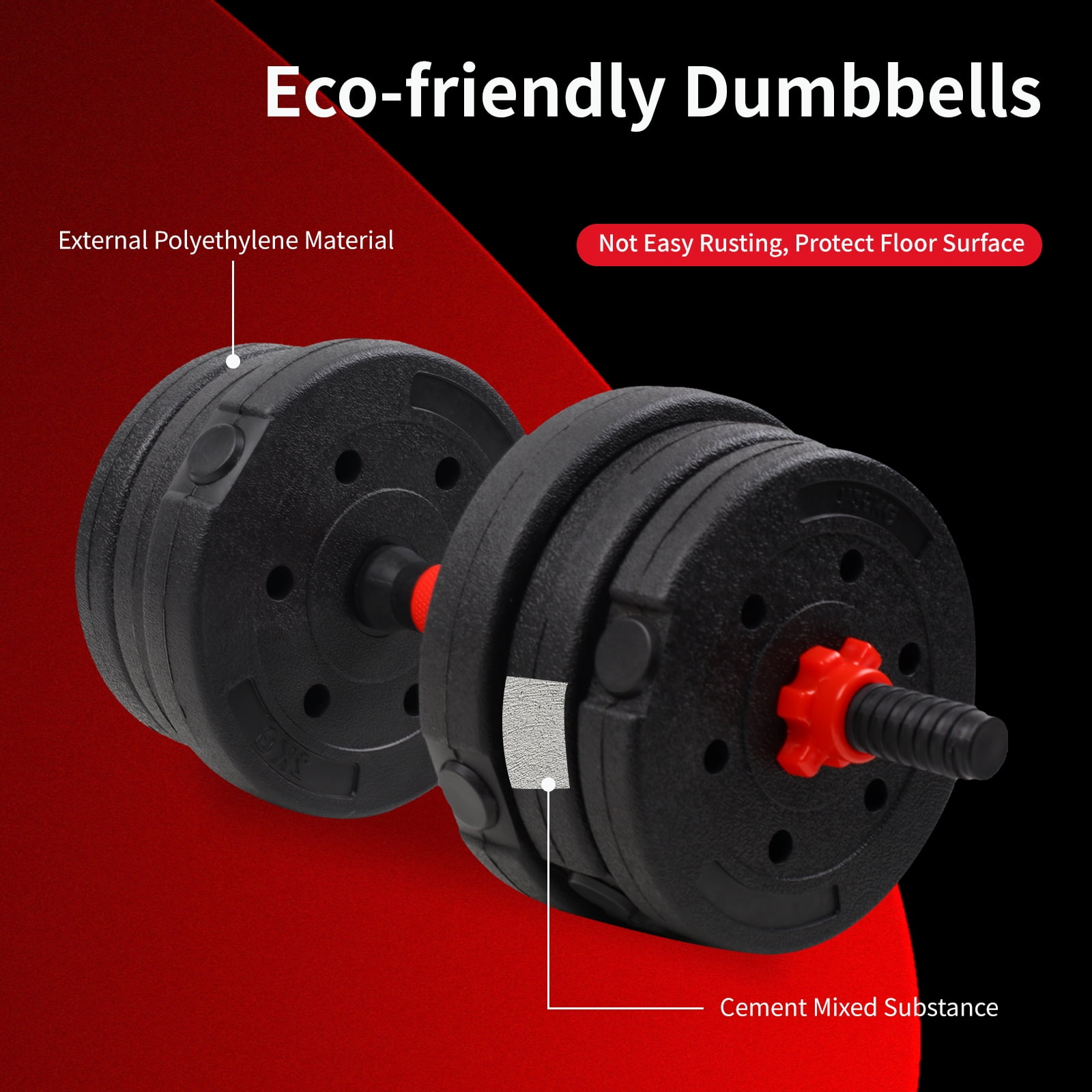 Adjustable-Dumbbells-Sets, 44lbs Free Weights-Dumbbells Set of 2 Convertible To Barbell A Pair of Lightweight for Home Gym,Women and Men Equipment
