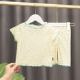 thumbnail image 2 of Zpanxa Ensembles Assortis pour Filles Imprimé Manches Courtes Col Rond Chemisiers Ensemble 2 Pcs T-Shirt en Coton et Shorts 1-2 Ans, 2 of 6