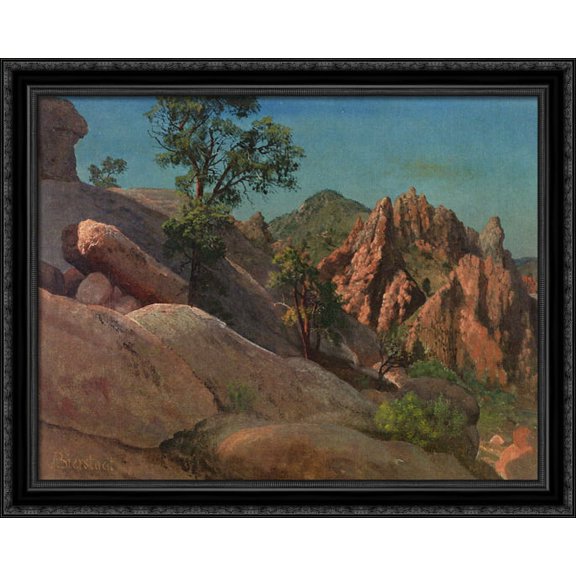 Landscape Study Owens Valley, California 34x28 Large Black Ornate Wood Framed Canvas Art by Albert Bierstadt