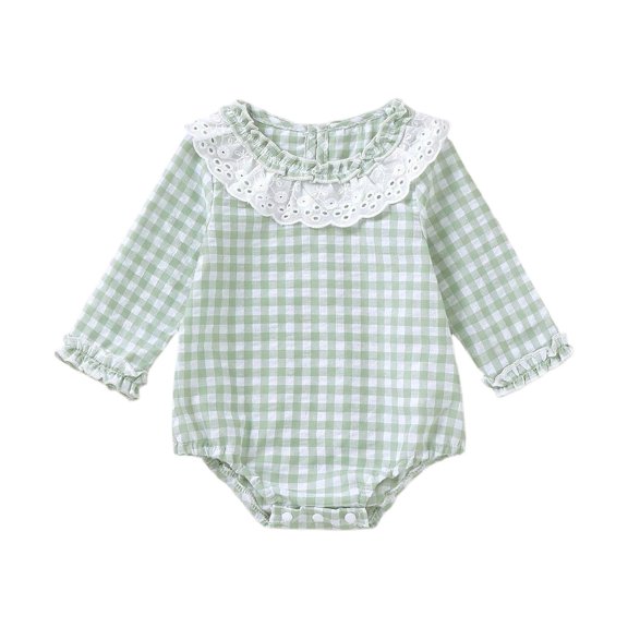 Staki Baby Girl Outfits Smocked Bubble Romper Jumpsuit Long Sleeve Bodysuit Cute Newborn Infant Fall Winter Clothes 0-18M,0-3 Months