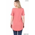 thumbnail image 2 of Zenana Women & Plus Luxe Rayon Short Sleeve V-Neck Hi-Low Hem Casual Tee-Shirt Top, 2 of 3