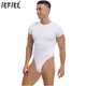 thumbnail image 2 of Lencería masculina, camiseta de lucha de una pieza, modeladores para hombre, pijamas de manga corta con botones en la entrepierna, camisetas de color sólido, body, 2 of 5
