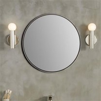 Bellaterra Home 8831-24SL Round Metal Frame Mirror, Brushed Silver