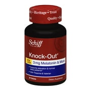 Schiff Knock-Out with Melatonin 3mg, Theanine and Valerian Sleep Aid Supplement, 50 ct