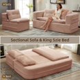 thumbnail image 4 of 80" Folding Sofa Bed King Sleeper Sofa with Chaise Lounge, 2-in-1 Convertible Corduroy Boneless Couch with Blanket, Modern Loveseat Couches for Living Room, No Assembly Couch, Pink, 4 of 8