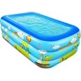 thumbnail image 1 of Paddling Pool for Kids, 150cm Rectangle Swimming Pool for Kids, Inflatable Baby Paddling Pool, Large Paddling Pool 2-Ring with Soft Inflatable Floor f, 1 of 5