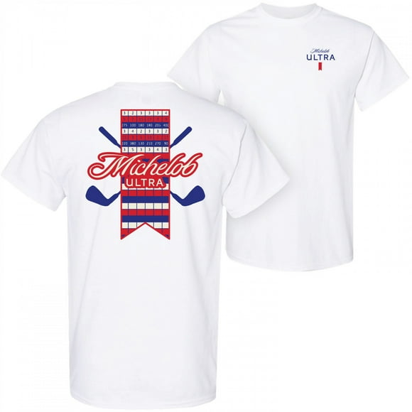 Michelob Ultra Golf Scorecard White Colorway Front/Back Print T-Shirt-Small