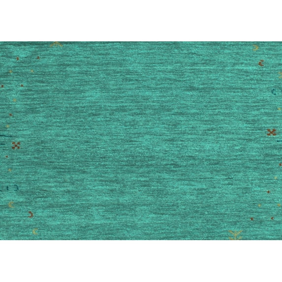 Ahgly Company Machine Washable Indoor Rectangle Abstract Turquoise Blue Contemporary Area Rugs, 6' x 9'
