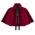 thumbnail image 4 of LEKWK Victorian Gothic Short Cape Women Renaissance Medieval Steampunk High Collar Capelet Tie Front Halloween Cosplay Themed Party Fancy Dress, 4 of 5