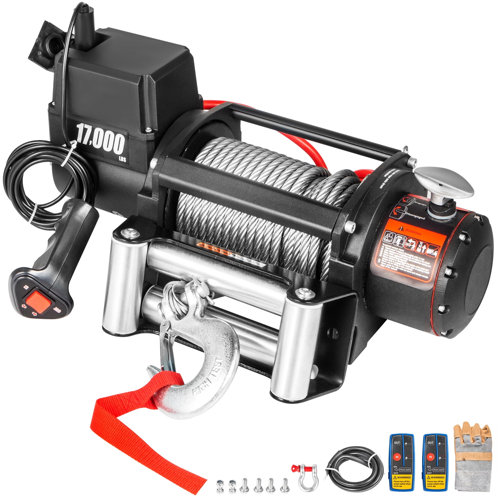 VEVOR Truck Winch 17000LBS, Electric Winch 26m/85ft, Steel Cable 12V