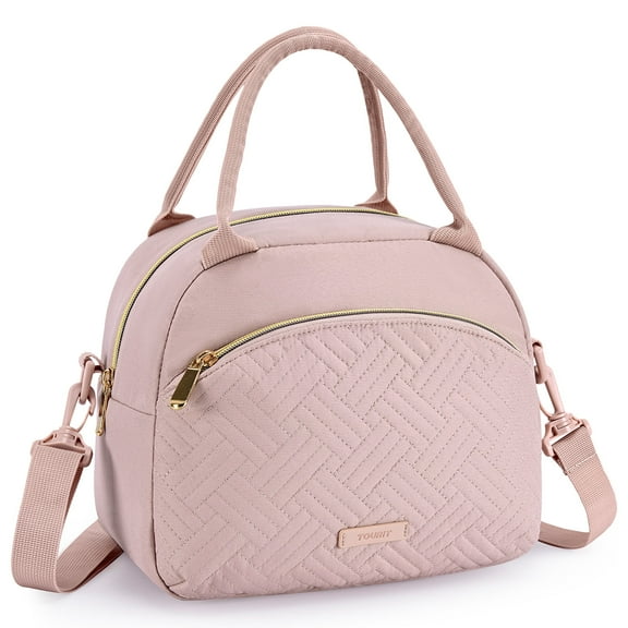 TOURIT Lunch Bag for Women, Reusable Insulated Tote Lunch Box, Cute Cooler & Thermal Lunch Bag Suitable for Work, School, Picnic, Beach, Pink Striped