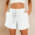 thumbnail image 2 of vigerkar Women Comfy Drawstring Casual Shorts with Pocketed Elastic Waist Trendy Summer Loose Lounge Beach Shorts 2025 White, L, 2 of 7
