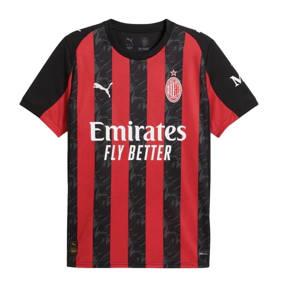 PUMA Mens Ac Milan Home Crew Neck Short Sleeve Jersey Casual - Black, Red - Size S