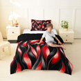 thumbnail image 3 of Manfei Aesthetic Geometric Twin Comforter Sets, Black Red Wavy Stripes Bedding Set, Black Reversible 2pcs, 1 Comforter and 1 Pillowcase, 3 of 6