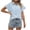 Light Blue, variant on Fesfesfes Women's Shirts Women Short Ruffled Sleeve V Neck Button Up Blouse Casual Summer Tops 8(L)