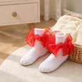 thumbnail image 5 of Dwellite Socks for Girl Fold Cuff Big Lace Frilly Dress Socks Fluffy Ruffles Stretch Socks Red XL, 5 of 6