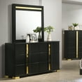thumbnail image 2 of Modern Black Color 4pc Bedroom Set Twin Size Bed w Underbed LED Dresser Mirror Nightstand Mattress Ready Bedframe, 2 of 10