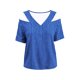 thumbnail image 5 of Neewe Women's 2026 Spring Summer Striped V Neck Short Sleeve Pullover Blouse Off Shoulder T-Shirts, 5 of 6