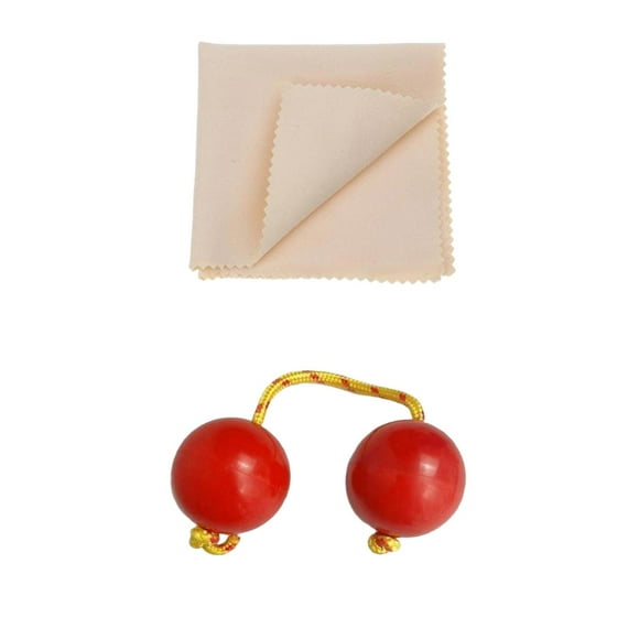 ABS Hand Shaker Sand Balls Maracas Percussion, Party Favors Instrument Kids Early Education Toys, Music Egg Shaker African Shaker Rattle Red Rattle Beige Cloth