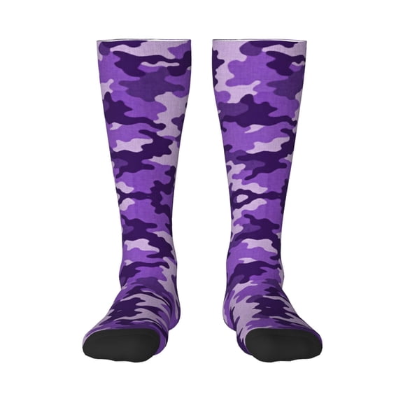 Women's Knee High Socks Purple Camouflage Thermal Soft Knee Long Socks