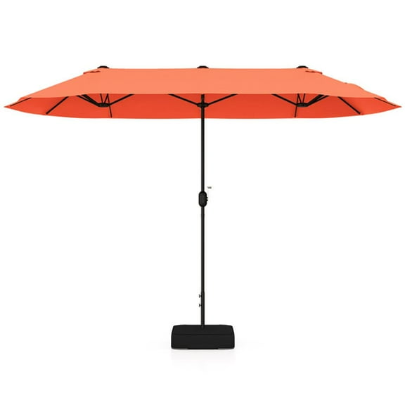Barara King Outdoor Patio Market Umbrella,13 Feet Double-Sided Patio Twin Table Umbrella with Crank Handle-Orange