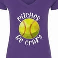 thumbnail image 4 of Inktastic Pitches Be Crazy Softball Humor Women's V-Neck T-Shirt, 4 of 5