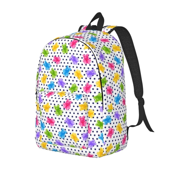 Disketp Bear And Polka Dot Mochila de Lona Estampada, Mochila Escolar de Viaje Ligera para Estudiantes y Portátil-Small