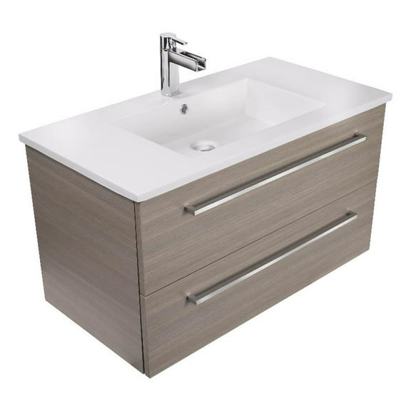 Cutler Kitchen and Bath Silhouette 30" Wood/Marble Bathroom Vanity in Aria Oak