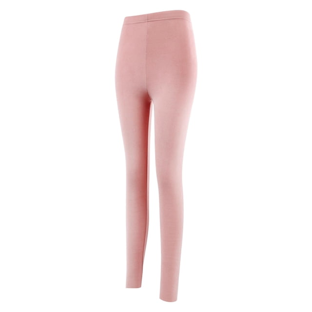 Gibobby leggings afelpados niña Ropa interior térmica sin costuras de terciopelo alemán para mujer, ropa interior térmica delgada de Color sólido(Rosa, L)