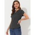 thumbnail image 2 of INSPIRE CHIC Women's Dots Printed V Neck Short Sleeve Work Office Blouse Top, 2 of 6