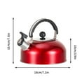 VWRXBZ 3L Stainless Steel Red Whistling Tea Kettle with Ergonomic Handle for Stove Top