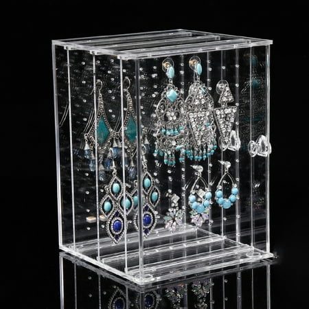 Acrylic Earring Display Stand Acrylic Jewelry Storage Box Earring Display Stand Organizer Holder with 3 Vertical Drawer ()
