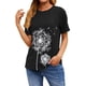 thumbnail image 3 of Camiseta Cuello Redondo Estampado Mujer Tops Poliéster Manga corta Paño de verano, Negro, XXL Noticed AP002414-05, 3 of 7
