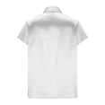thumbnail image 6 of Xdegoge Satin Shirts for Women Deep V Neck Lapel Collar Short Dolman Sleeve Chic Elegant Evening Vibe Relaxed Fit Solid Asymmetrical Button Silky Flowy Summer Tops, 6 of 7