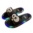thumbnail image 4 of Samdudou Womens Slide Sandals Open Toe Slip On Flat Slippers Fun LED Light Up Sole Cute Cartoon Penguin Design Novelty Indoor Outdoor House Shoes Casual Footwear, 4 of 5