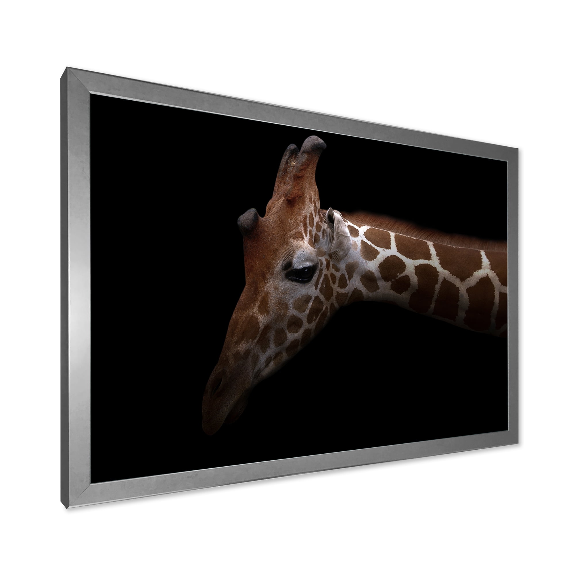 Designart 'Close Up Portrait of A Giraffe VIII' Farmhouse Framed Art Print