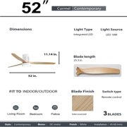 52Flush Mount Ceiling Fan with Light and Remote Modern Ceiling Fan 6-Speed Reversible DC Motor Bedroom Ceiling Fan