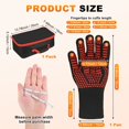 thumbnail image 3 of Guantes BBQ de 1 par, resistentes al calor hasta 1472°F, antideslizantes para asar a la parrilla, con bolsa de almacenamiento [Patrón de barras, Rojo], 3 of 6