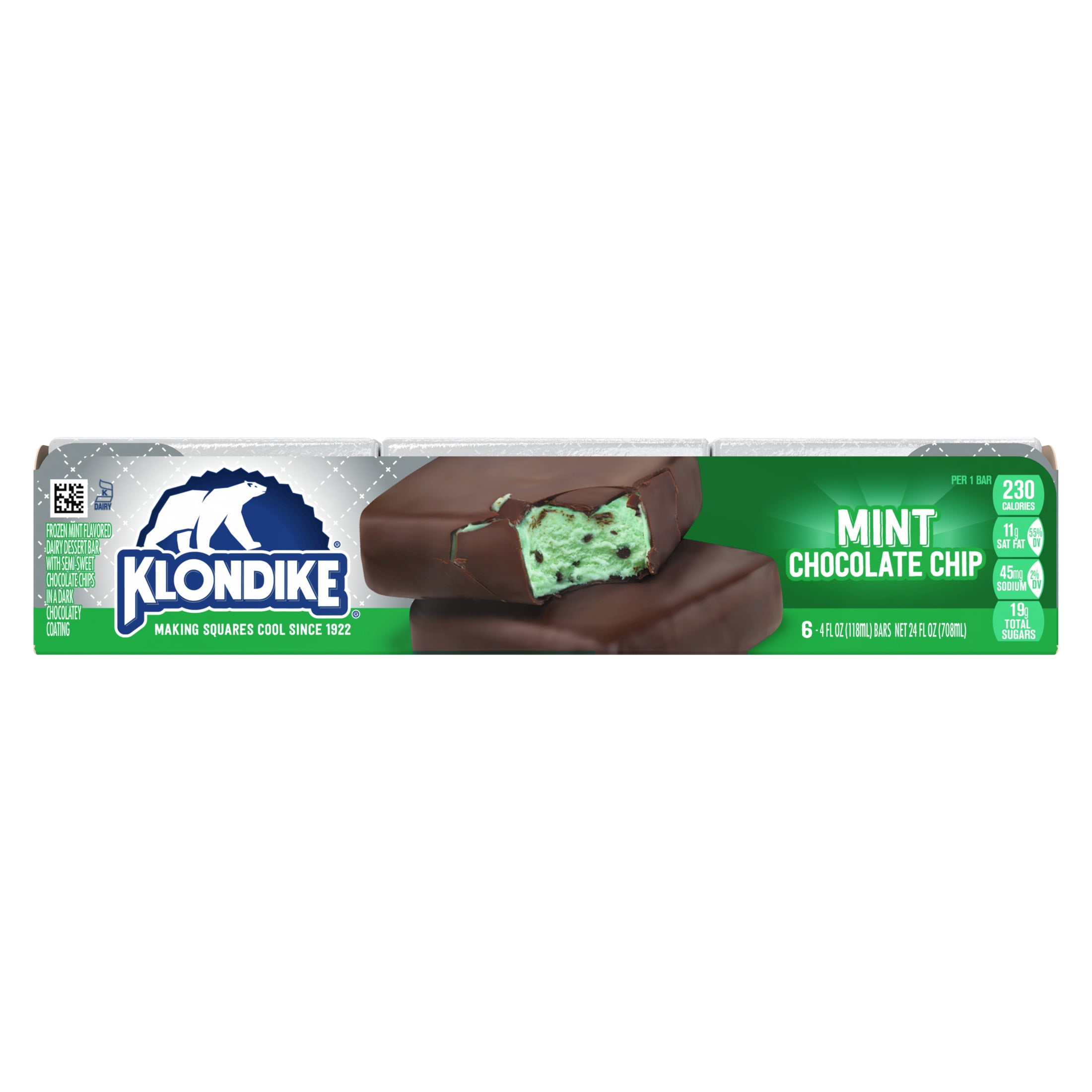 Klondike Mint Chocolate Chip Ice Cream Sandwiches Frozen Desserts, 6 Count