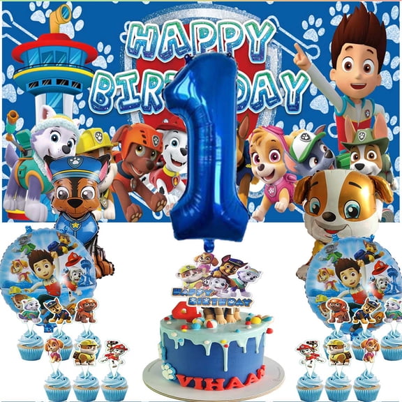 Paw Patrol Boy Fight Party Supplies Decor 1st Kit Balloons Birthday Cake Topper Banner Backdrop Decorations