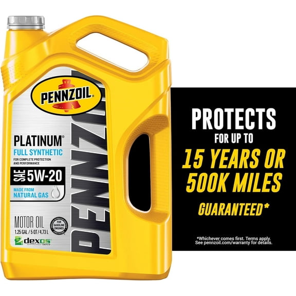Pennzoil Platinum Full Synthetic Motor Oil (5-Quart, Case of 3) 5 Quart 3-Pack