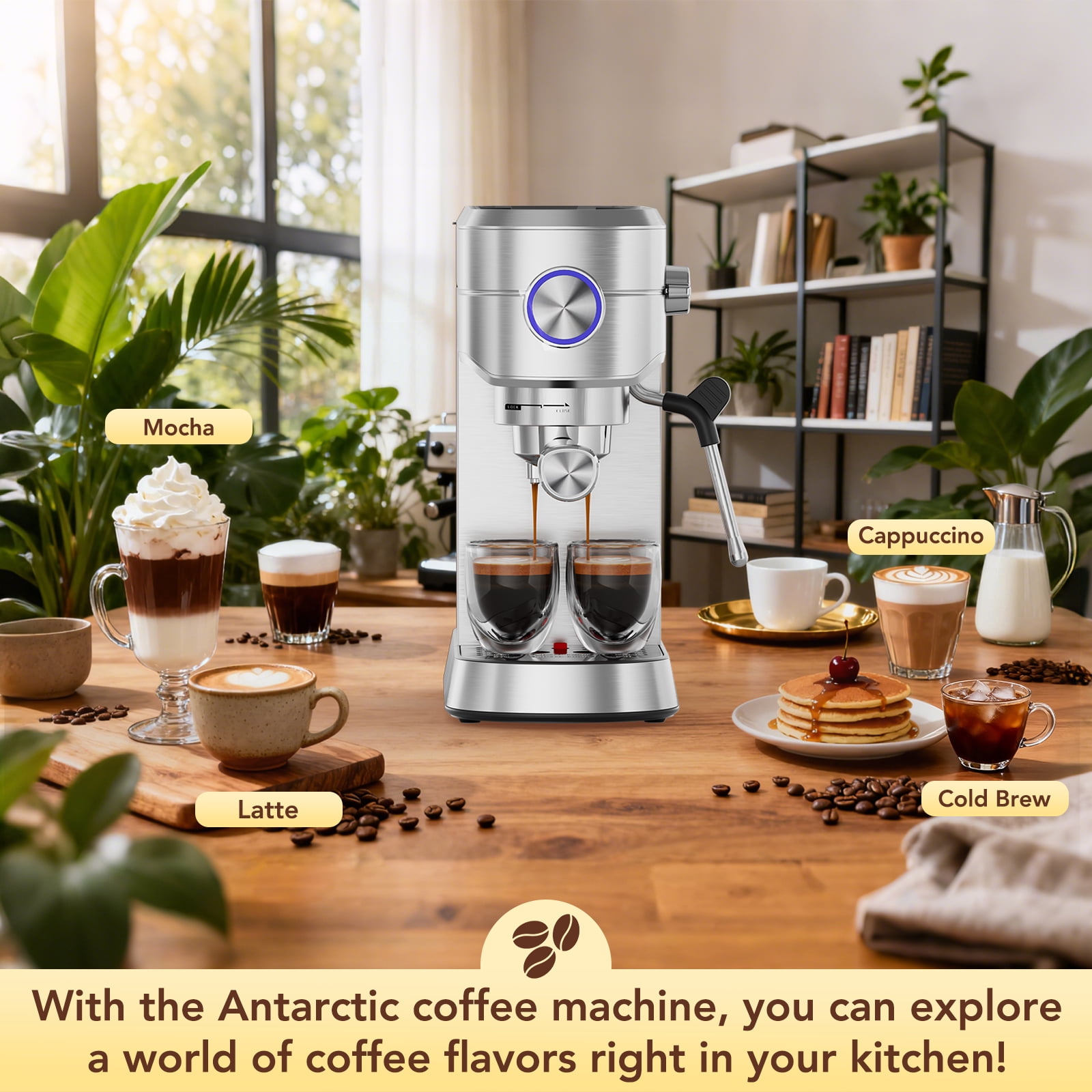 KNDKO 20 Bar Espresso Machine, Coffee Maker Machine with Milk Frother, Steam Wand, PID Control, 40oz Removable Water Tank