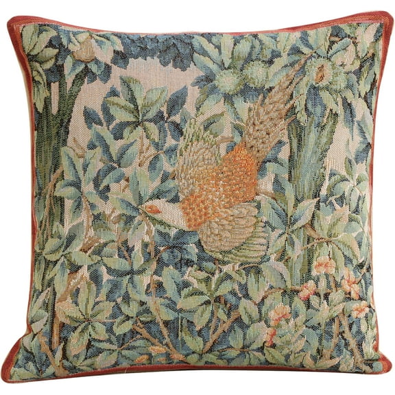 Ryan  Home Furnishings Decorative Pillow Cover 14x14 in, Green Pheasant Couch Throw Pillow Cover, French Country Square Cushion Cases for Bed Room Home Decor