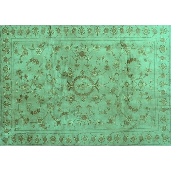 Ahgly Company Indoor Rectangle Abstract Turquoise Blue Contemporary Area Rugs, 3' x 5'