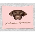 thumbnail image 1 of Labrador Tapestry, Modern Retriever Portrait with Grumpy Face Purebred House Pet Illustration, Wall Hanging for Bedroom Living Room Dorm Decor, 80W X 60L Inches, Pale Pink Brown, by Ambesonne, 1 of 2