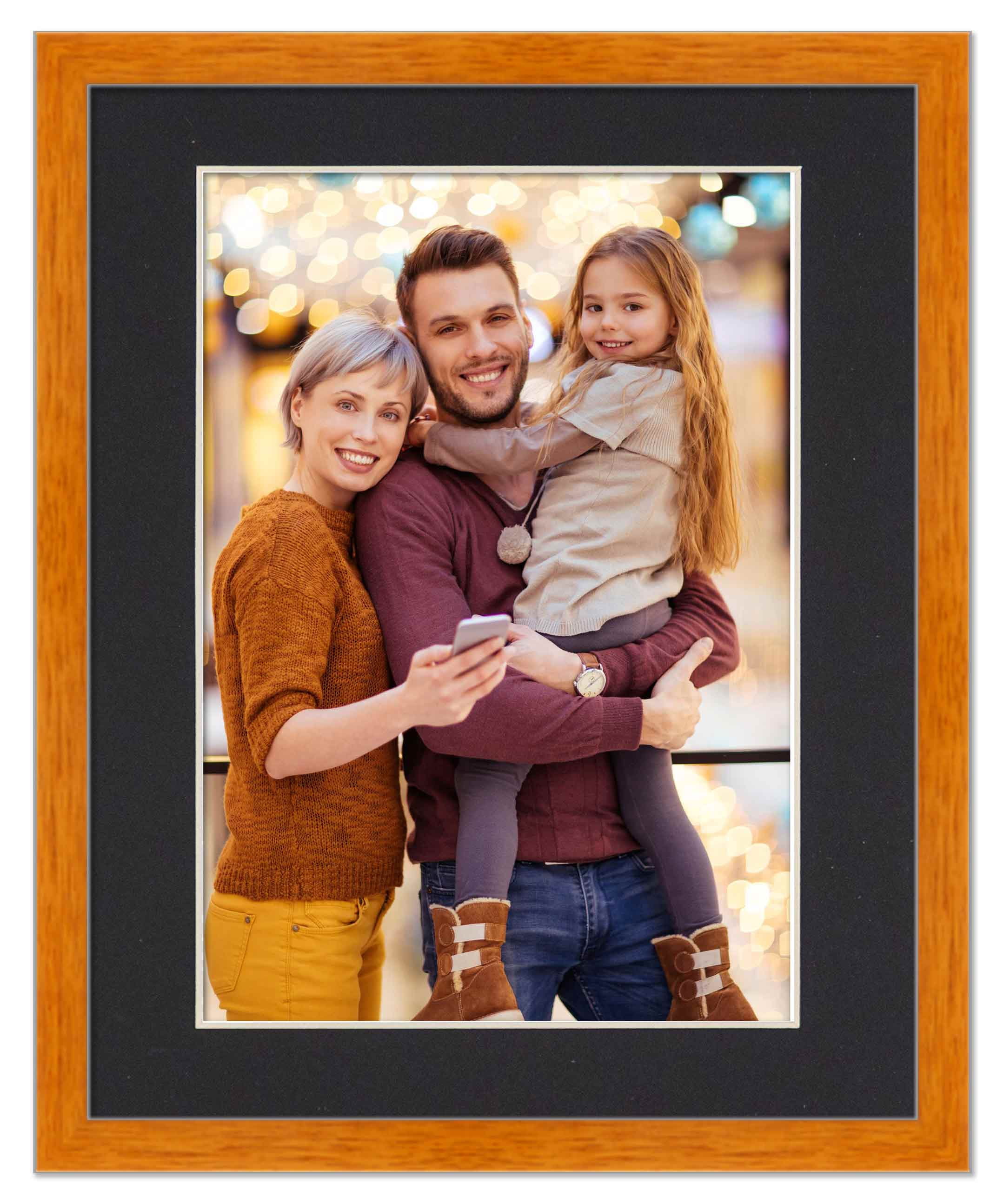 16x20 Frame Honey Pecan With Black Picture Mat For 16x20 Photo - Honey Pecan 18x24 Frame To Display