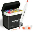 thumbnail image 1 of Juego de rotuladores de alcohol AnyMark de doble punta, 61 colores con funda, 1 of 6