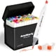 thumbnail image 1 of Juego de rotuladores de alcohol AnyMark de doble punta, 61 colores con funda, 1 of 6